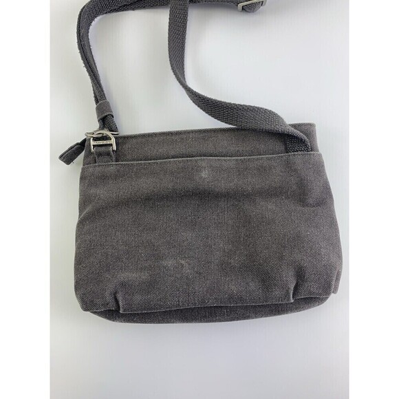 Travelon Anti-Theft Heritage Small Crossbody Bag Gray Cotton Canvas Zip RFID - Picture 5 of 16